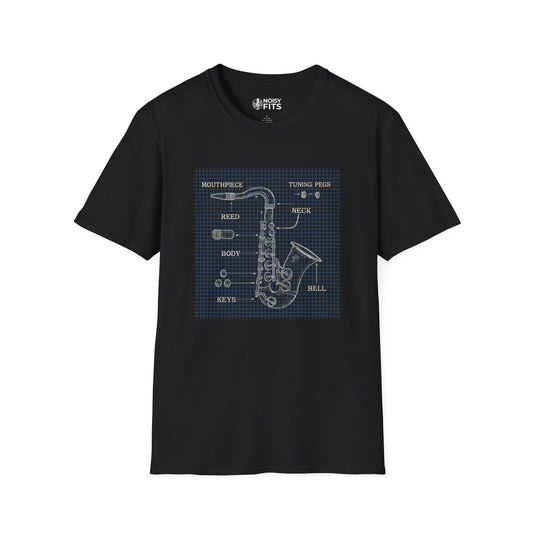 Saxophone Blueprint T-Shirt